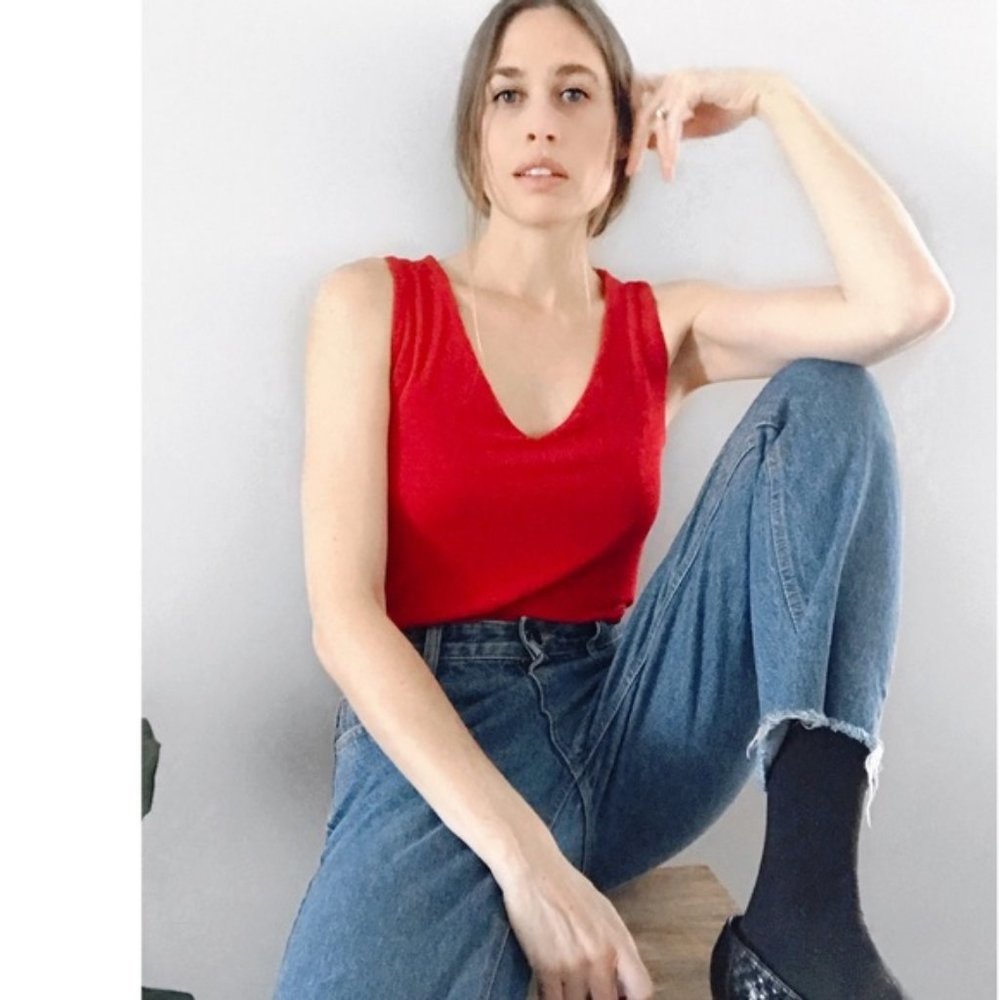 Vintage Chico’s Travelers Collection Tank Top Ruby Red Size 0 - Picture 8 of 8